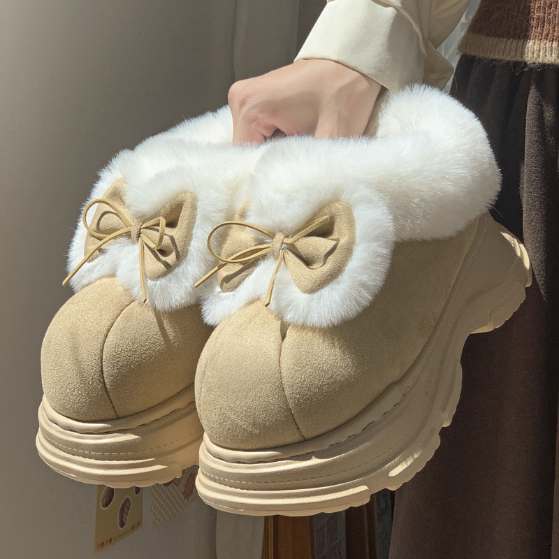 Winter Clothing Korea - Warm Faux Fur Fluffy Slippers For