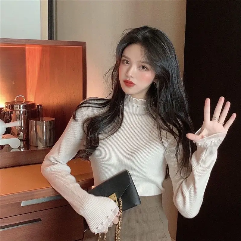 Winter Clothing Sale Women - Fashion 2025 Pearl Lace Female Pullover