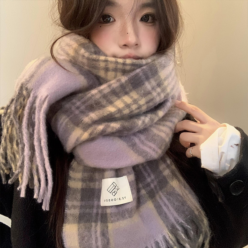 Purple Plaid Scarf Women's Aut - огляд і ціна Winter Clothing Korea