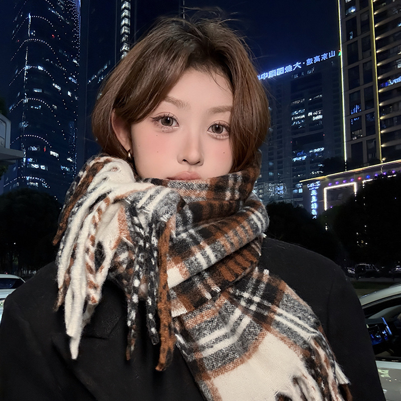 Purple Plaid Scarf Women's Aut - огляд і ціна Winter Clothing Korea