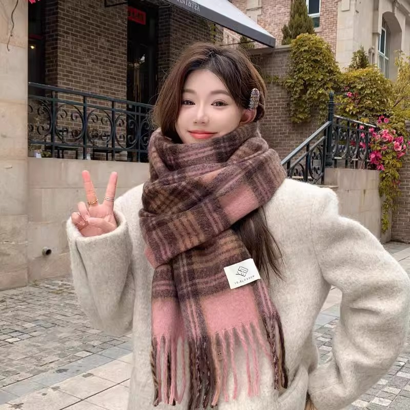 Purple Plaid Scarf Women's Aut - огляд і ціна Winter Clothing Korea