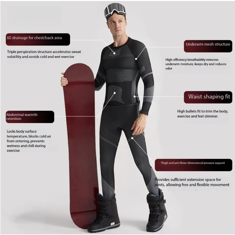 Ski Base Layer Set Men Women T - огляд і ціна Thermal Base Layer