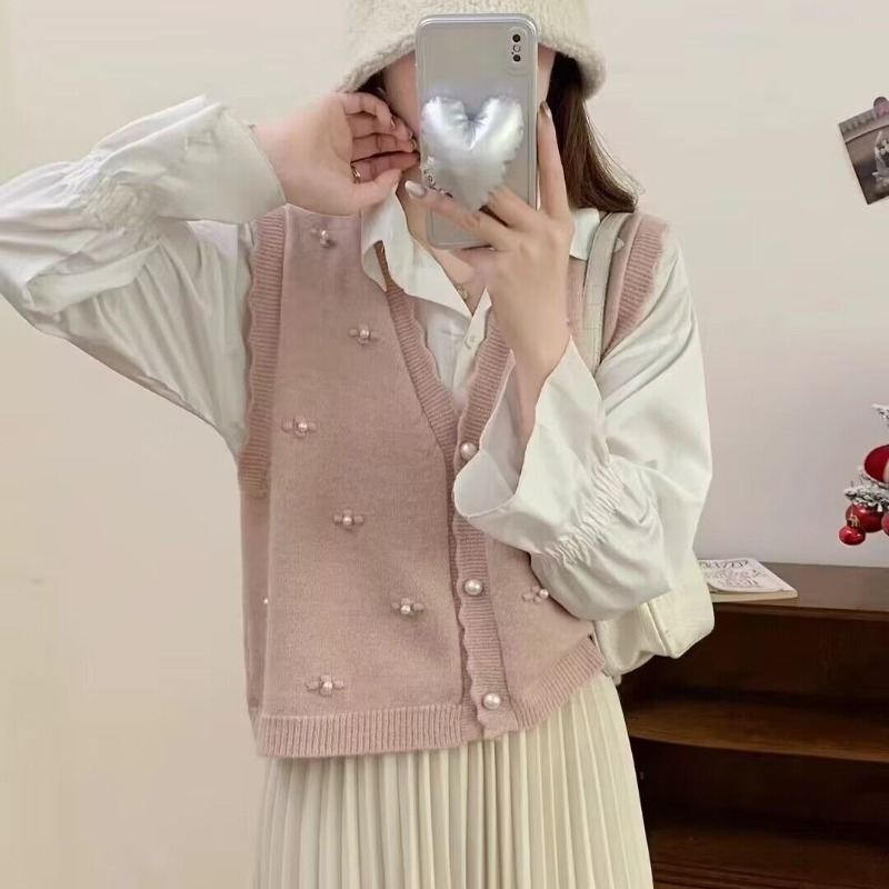Pink Knit Vests For Women Casu - огляд і ціна Winter Clothing Offer