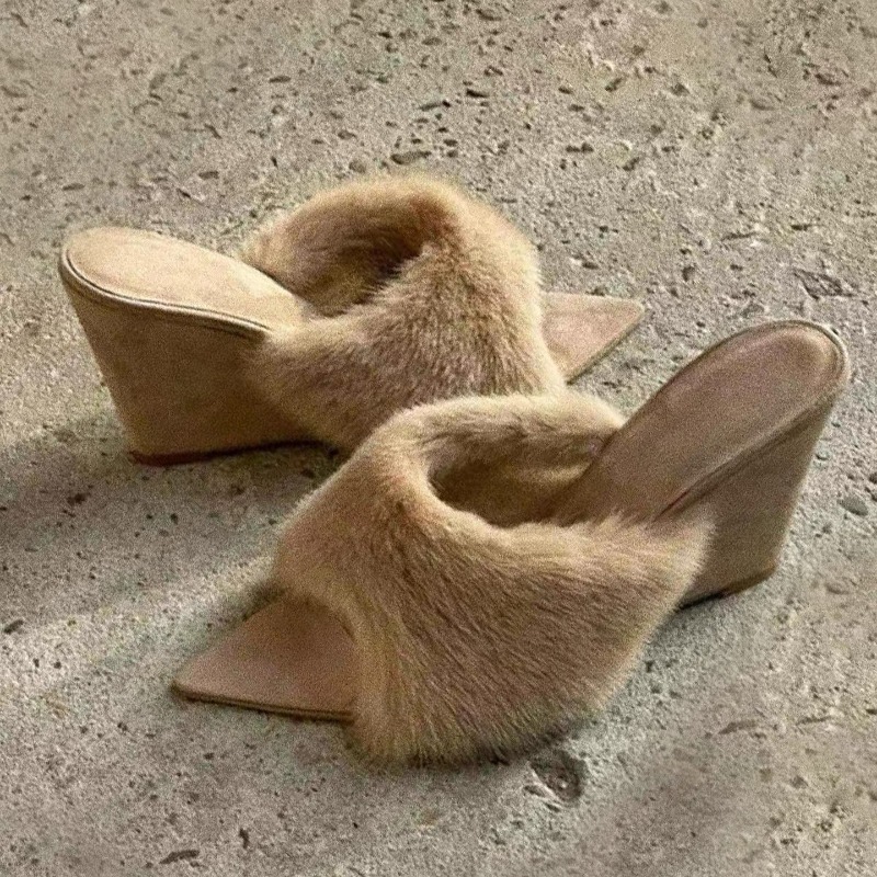 Fluffy Women Slippers Wedges P - огляд і ціна Winter Clothing For Woman